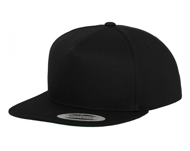 YP019 5 Panel Cotton Snapback Black/Black | DESIGN BY CREATIVE