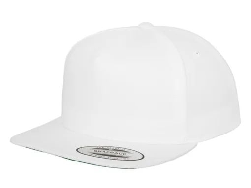 YP019 5 Panel Cotton Snapback White | DESIGN BY CREATIVE