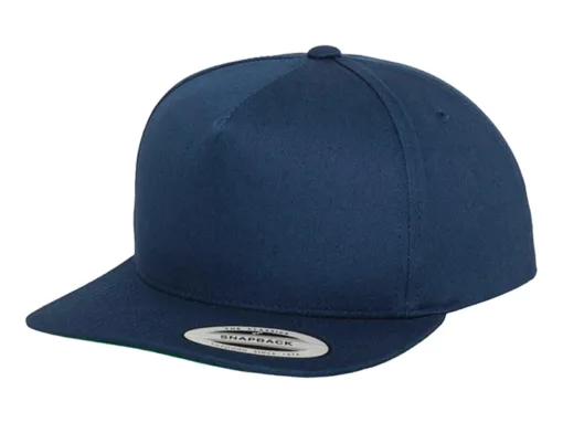 YP019 5 Panel Cotton Snapback Navy | DESIGN BY CREATIVE