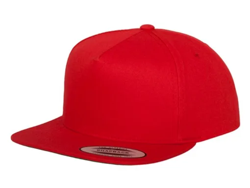 YP019 5 Panel Cotton Snapback Red | DESIGN BY CREATIVE